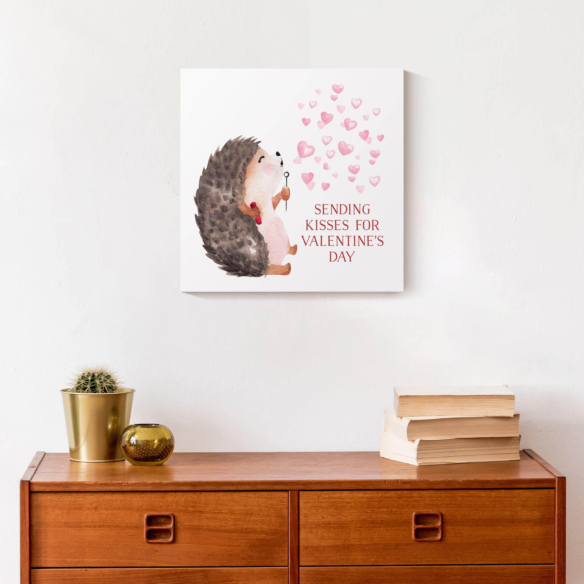 Hedgehog Heart Bubbles Canvas Wall Art